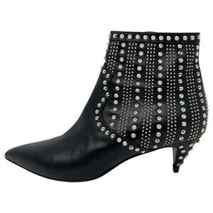 Saint Laurent Cat 50 Studded Black Leather Western Moto Ankle Booties EU 38.5